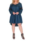 Plus Size Shelby Lace-inset Denim Dress