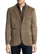 Corduroy Quilted Combo Blazer, Tan