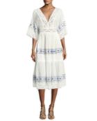Anatole Deep-v Cotton-silk Voile Midi Dress With