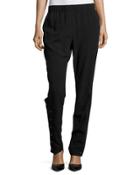 Tapered-leg Pants W/buttons, Black