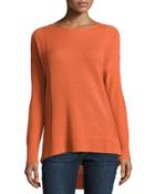 Cashmere Mixed-stitch Sweater, Orange