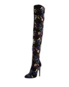 Floral Jacquard Over-the-knee Boot