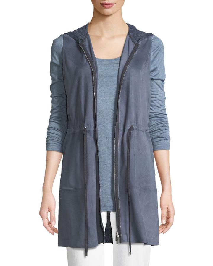 Salma Lush Suede Vest With Knit Back