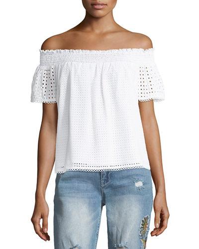 Eyelet Off-the-shoulder Top