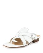 Braden Crisscross Leather Sandal, White/silver
