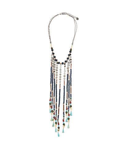 Crystal & Stone Chain Fringe Bib Necklace