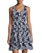 Embroidered Floral-netted Dress