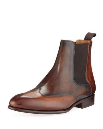 Javier Gored Leather Boot, Brown