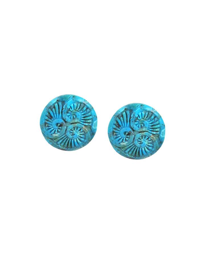 Carved Turquoise Clip-on Earrings