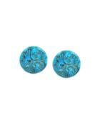 Carved Turquoise Clip-on Earrings