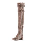 Multi-buckle Leather Over-the-knee Boot