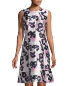 Sleeveless Floral-mikado A-line Dress
