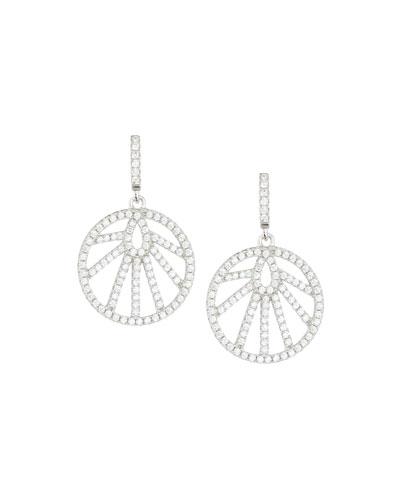 White Cz Crystal Round Drop Earrings