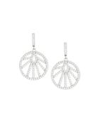 White Cz Crystal Round Drop Earrings