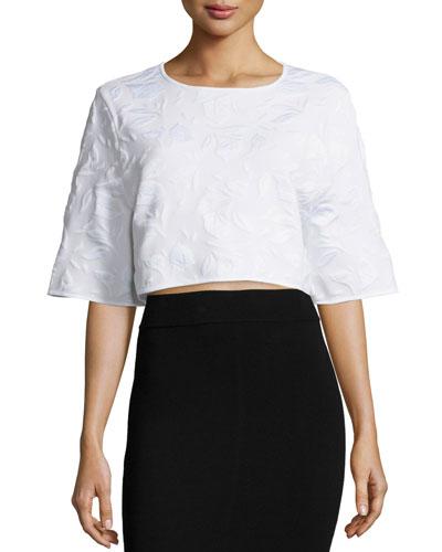 Tracy Half-sleeve Crop Top, White