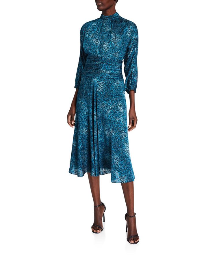 Stained Glass Burnout Mock-neck 3/4-sleeve Draped