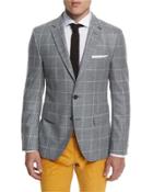Jayson Windowpane Two-button Sport Coat, Gray