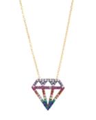 Stella Diamond Outline Shape Rainbow Pendant Necklace