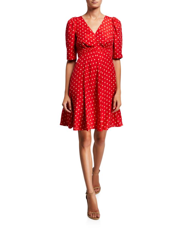 Sunrise Dot Jacquard V-neck Dress