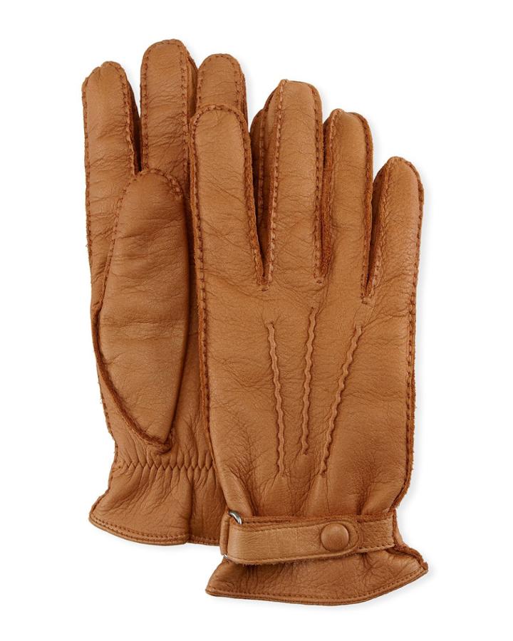 Winston Snap Leather Cashmere-lined Gloves