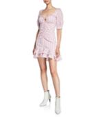 Striped Puff-sleeve Ruffle