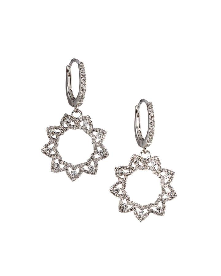 18k White Gold Diamond Flower-drop Earrings