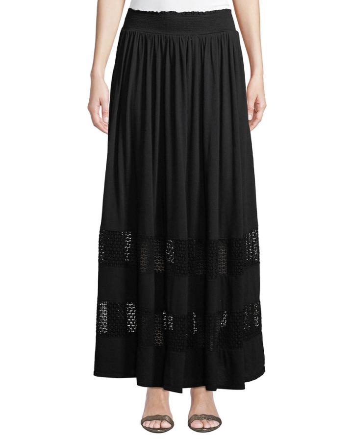 Lace-trim Pleated Cotton