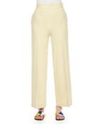 Wide-leg Stretch Wool Pants,