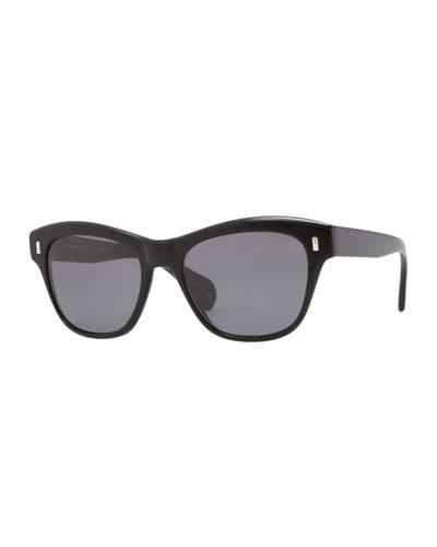 Sofee 53 Polarized Square Acetate Sunglasses, Black/gray