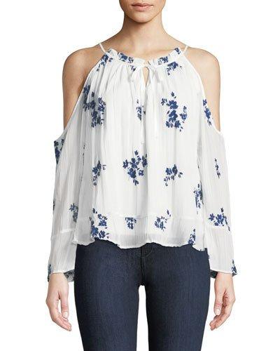 Erica Cold-shoulder Embroidered Blouse