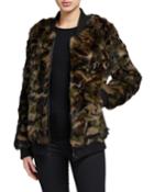 Rabbit Fur Camo Varsity Jacket