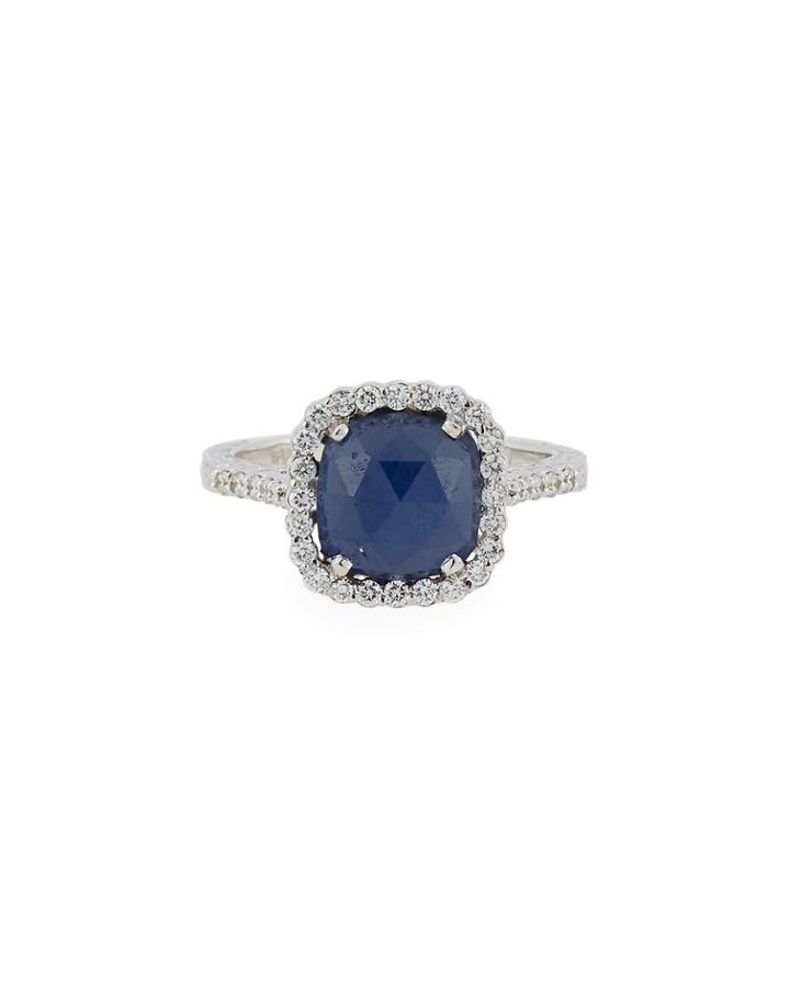 18k White Gold Sapphire & Diamond Ring,