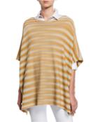 Tape Striped Cotton/silk Poncho