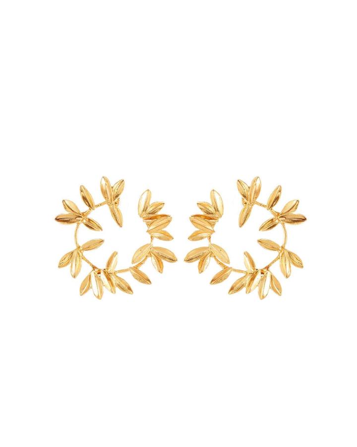 Dot Leaf Hoop Earrings