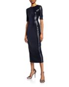 1/2-sleeve Stretch Sequin Bodycon Dress