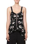 Blossom-print Hook-front Camisole Top