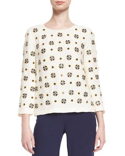 Canvas White Luna Emb Top (l