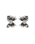 18k White Gold Black/white Diamond Bow Huggie Earrings