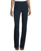 Flat-front Flare-leg Pants, Navy