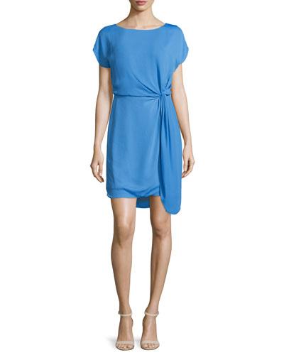 Cap-sleeve Twist-front Dress,