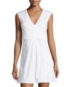 Classic Capri Sleeveless Fit & Flare Dress, Optic White
