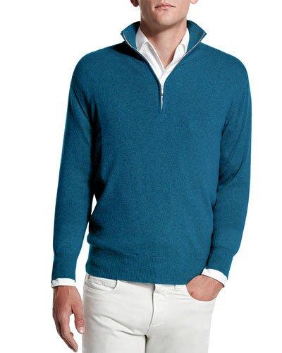 Baby Cashmere Half-zip Sweater, Blue