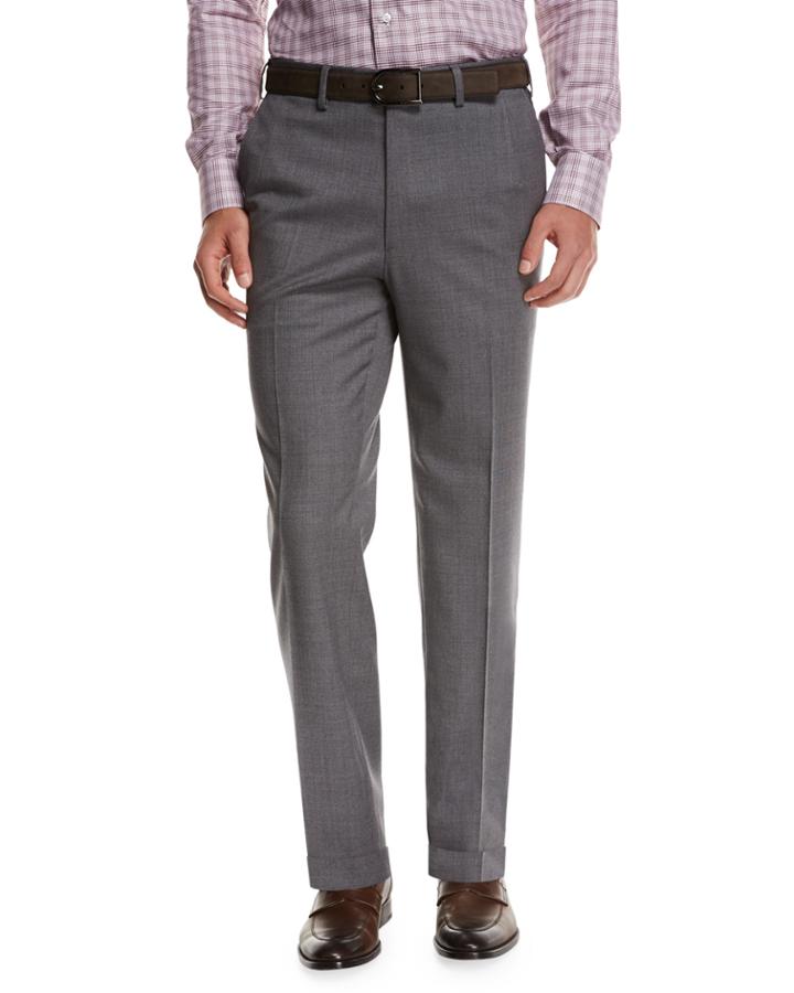 Micro-tic Wool Trousers, Gray