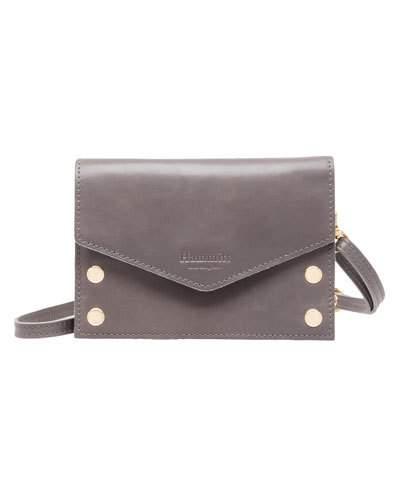 Travis Mixed Leather Crossbody Bag, Gray