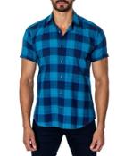 Plaid Short-sleeve Shirt, Turquoise