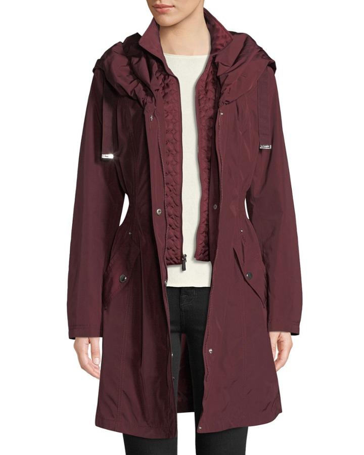 Cinched Zip-front Wind-resistant Rain Jacket