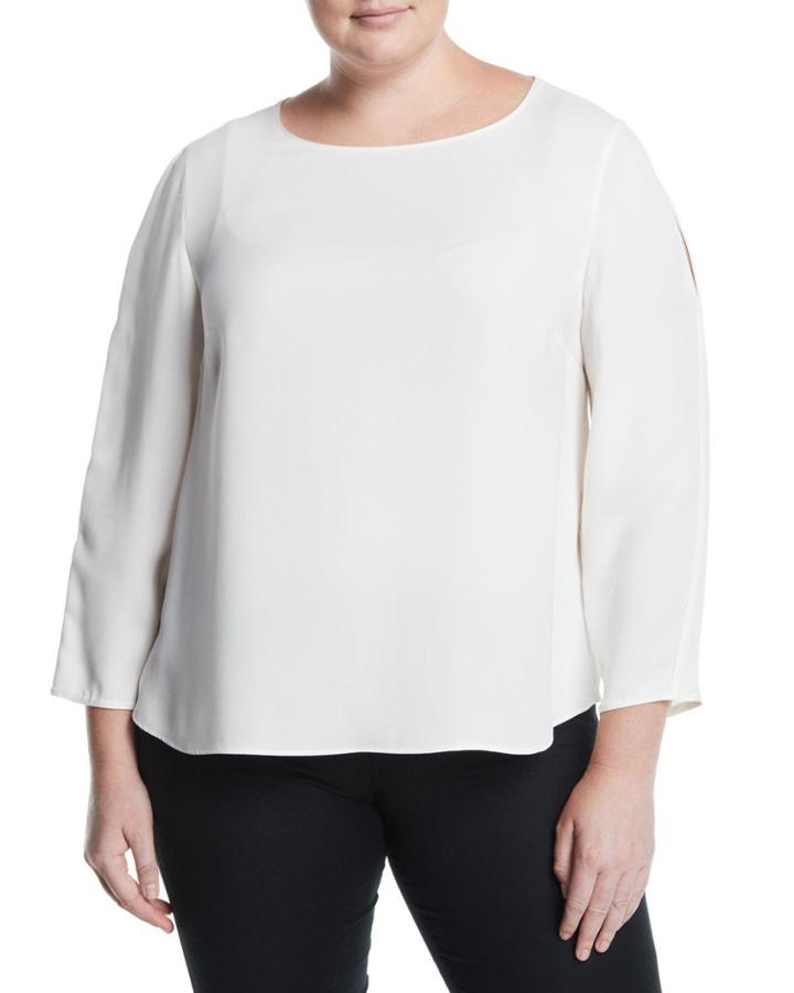 Maxina Cold-shoulder Silk Blouse, White,
