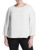 Maxina Cold-shoulder Silk Blouse, White,
