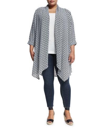 Triangle-print Crepe Kimono,