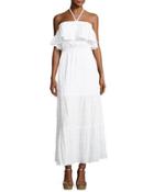 Halter Tiered Maxi Dress, White